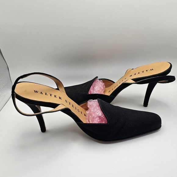 Walter Steiger Women’s Italian Black Slingback Heels – Size 7 - Picture 6 of 8